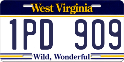 WV license plate 1PD909