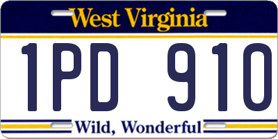 WV license plate 1PD910