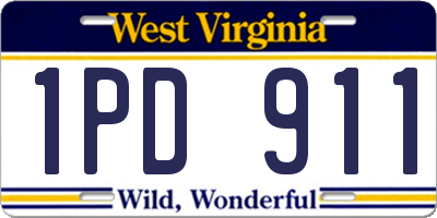 WV license plate 1PD911