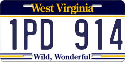 WV license plate 1PD914