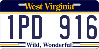WV license plate 1PD916