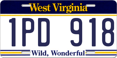 WV license plate 1PD918