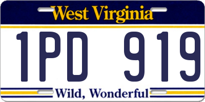 WV license plate 1PD919
