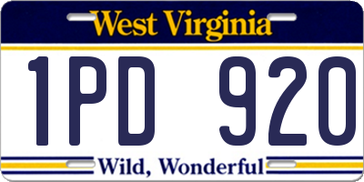 WV license plate 1PD920