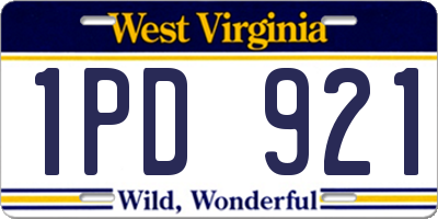 WV license plate 1PD921