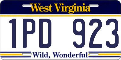 WV license plate 1PD923