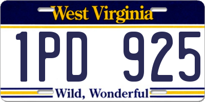 WV license plate 1PD925