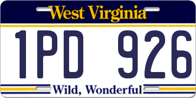 WV license plate 1PD926