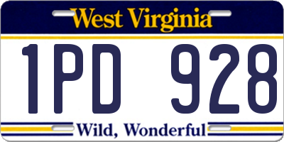 WV license plate 1PD928