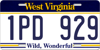 WV license plate 1PD929
