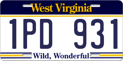 WV license plate 1PD931