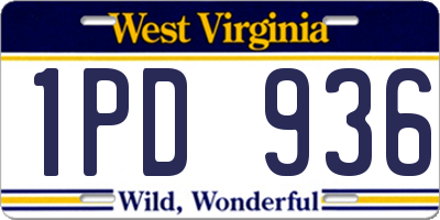 WV license plate 1PD936