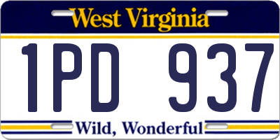 WV license plate 1PD937