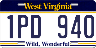 WV license plate 1PD940