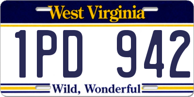 WV license plate 1PD942