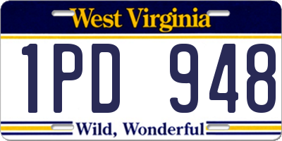 WV license plate 1PD948