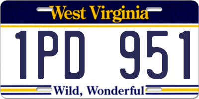 WV license plate 1PD951