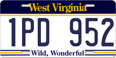 WV license plate 1PD952