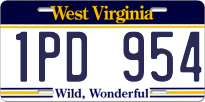 WV license plate 1PD954