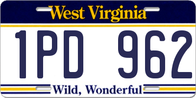 WV license plate 1PD962