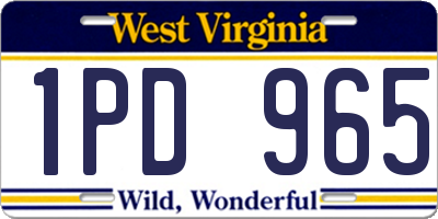 WV license plate 1PD965