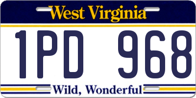 WV license plate 1PD968