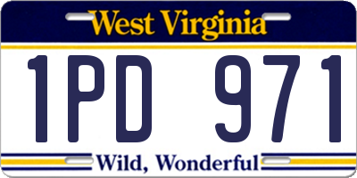 WV license plate 1PD971