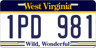 WV license plate 1PD981