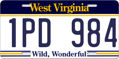 WV license plate 1PD984