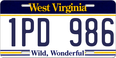 WV license plate 1PD986