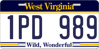 WV license plate 1PD989