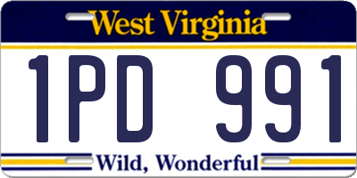WV license plate 1PD991