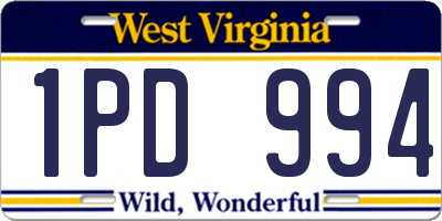 WV license plate 1PD994