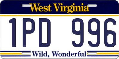 WV license plate 1PD996