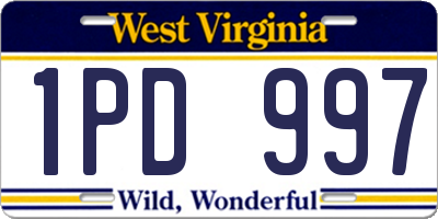 WV license plate 1PD997