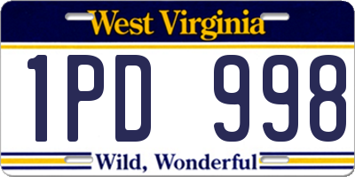 WV license plate 1PD998