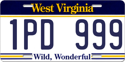 WV license plate 1PD999