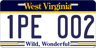 WV license plate 1PE002