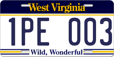 WV license plate 1PE003