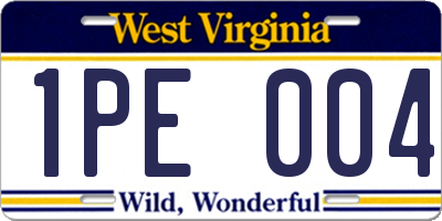 WV license plate 1PE004