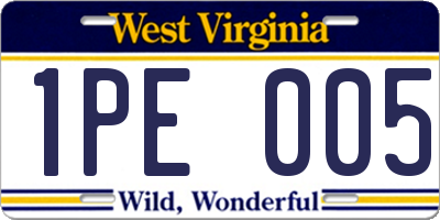 WV license plate 1PE005