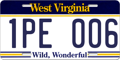 WV license plate 1PE006