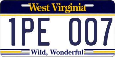 WV license plate 1PE007