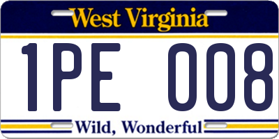 WV license plate 1PE008