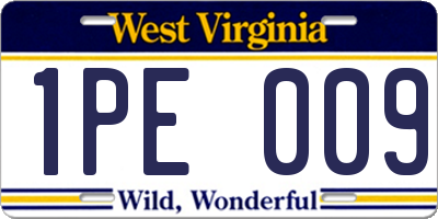 WV license plate 1PE009