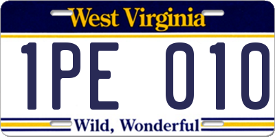 WV license plate 1PE010