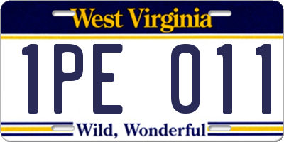 WV license plate 1PE011