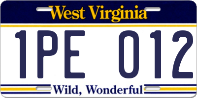 WV license plate 1PE012