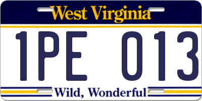 WV license plate 1PE013