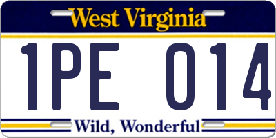 WV license plate 1PE014
